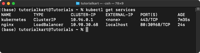 kubectl get services